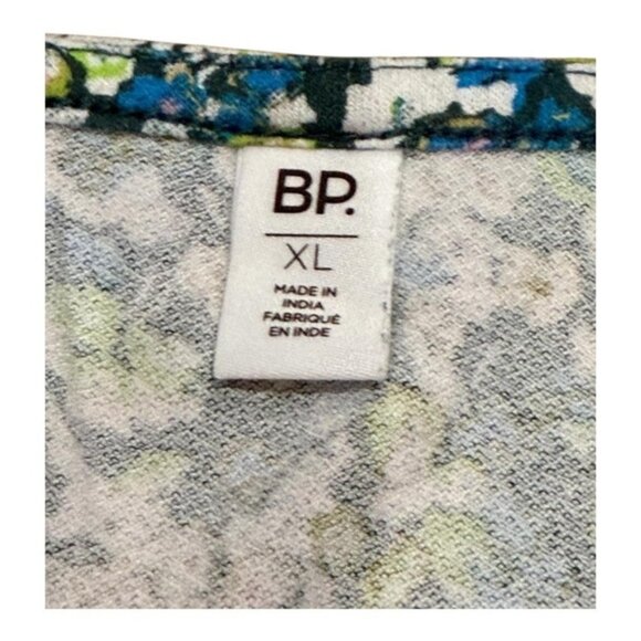 BP Dress Womens XL Blue Green Floral Long Sleeve V Neck Stretch Boho Casual - Picture 8 of 11